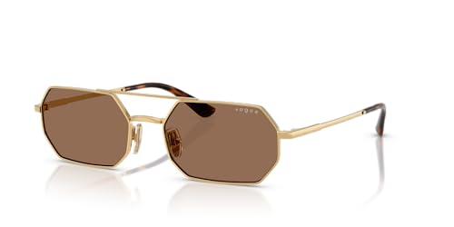 Vogue Eyewear Women's VO4329S Octagonal Sunglasses, Gold/Dark Brown, 55 mm2