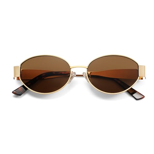 Retro Oval Sunglasses For Women Men,2025 Trendy Narrow Round Shades,Metal Frame Glasses4