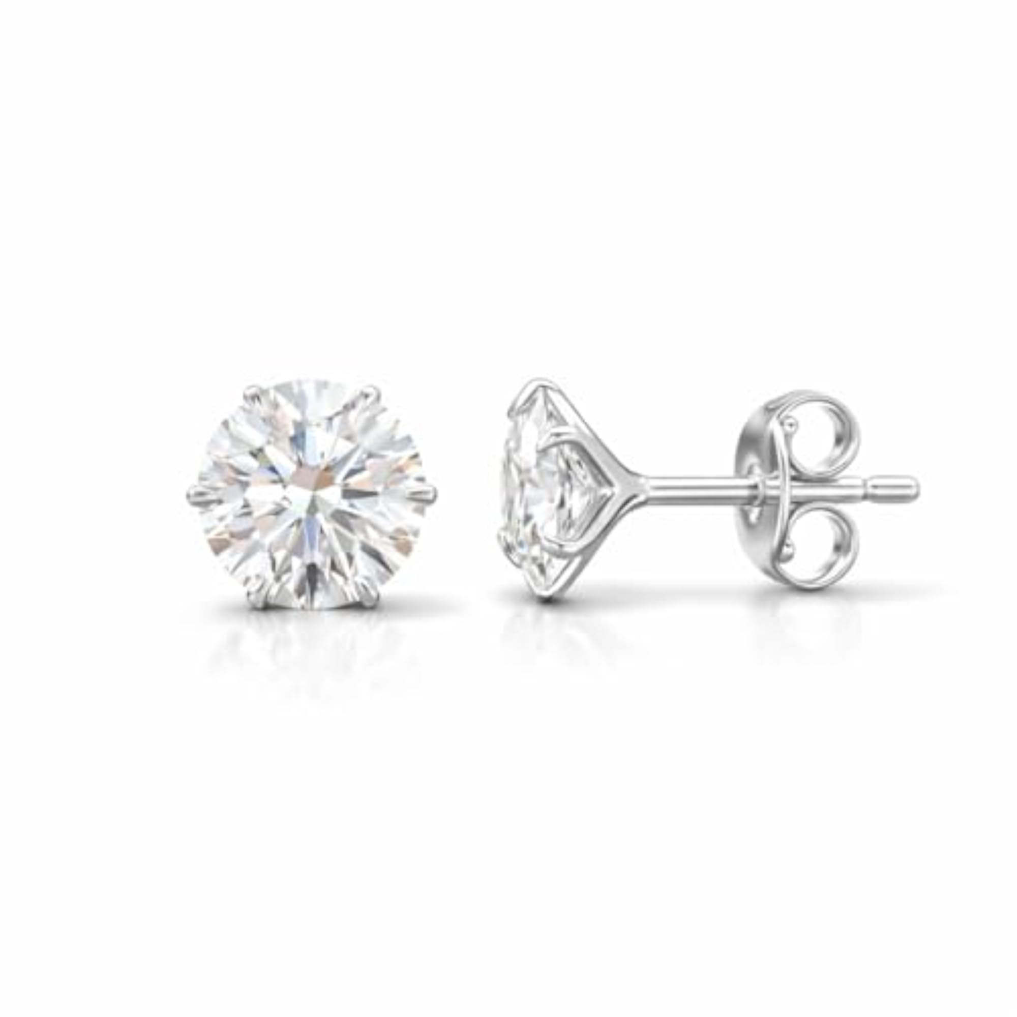 925 Sterling Silver Cubic Zircon Round Solitaire Stud Earrings