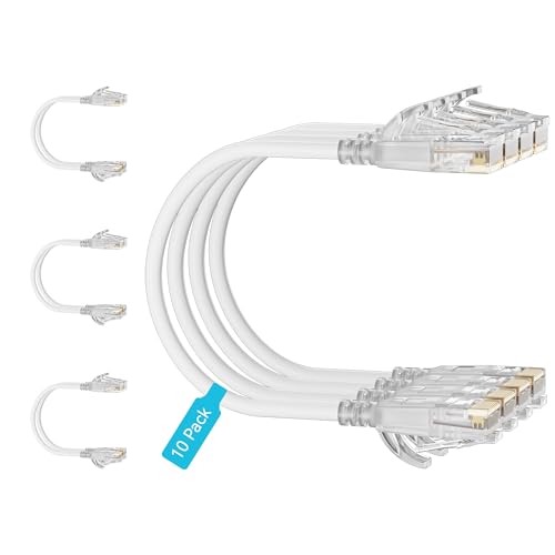 Cat6 Slim Patch Cables 10-Pack 0.5ft White