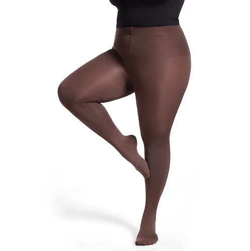 Image of Frola Plus Size Fleece Lined Tights Women Winter Warm Thermal Tights, 11+ Colors High Waisted Opaque Pantyhose