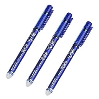 Erasable Gel Pen Set with Magic Wipe Eraser | Smooth Blue Ink | 0.35mm Fine Tip | Pack of 3 Pens for Writing
