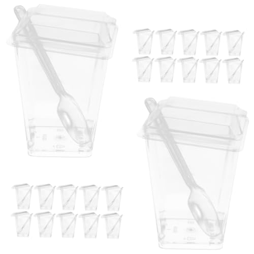 Angoily 1set Dessert Cups Spoons Multi-Function Ice Cream and Pudding Containers Appetizer Cups Lids for Parties and Events