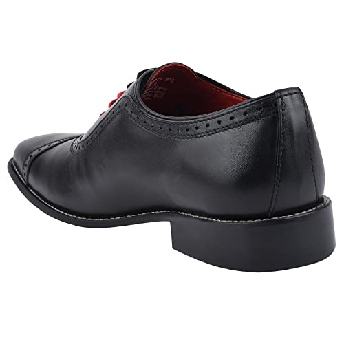 Image of LIBERTYZENO Mens Burnished Toe Genuine Leather Adults Lace Up Oxford Dress Shoes for Easter Gift