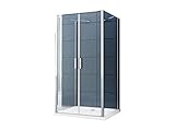 Hochwertige Aluminiumprofile U Form Duschkabine Dusche Aron 90 x 90 x 195 cm / 8 mm/ohne Duschtasse