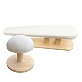 Wnbsiueミニプロアイロン台 アイロン台、無垢材ベンチアイロン台、長方形アイロンスツール、袖/襟/子供用ズボンのための家庭用デスクトップアイロンツール 調節可能なアイロン台 耐熱 コンパクト 長袖用 アイロンマット 洗える布カバー付き 衣類、靴下、袖、袖口、襟用 アイロン台 袖用 (ホワイト,ラウンドスツール＋ベンチ)