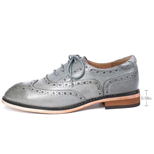 Image of Mona flying Women's Leather Perforated Lace-up Oxford Brogue Wingtip Shoes