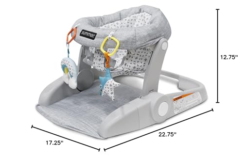 Image of Bright Starts Learn-to-Sit 2-Position Floor Seat (Heather Gray) - Sit Baby Up in This Adjustable Baby Activity Seat Appropriate for Ages 4-12 Months - Includes Toys, Funfetti Neutral