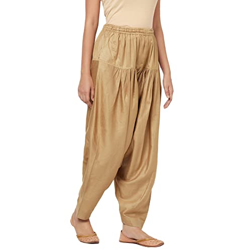 Image of Fabindia Women Tussar Elasticated alwar Viscose Beige