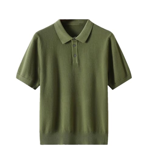 Men’S Wool Blend Short Sleeve Turn-Down Collar Knit Pullover Thin Fit Casual Sweater