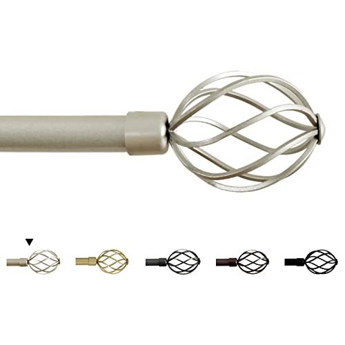 H.VERSAILTEX Window Curtain Rods for Windows 48 to 84 Inches Adjustable Decorative 3/4 Inch Diameter Single Window Curtain Rod Set with Twisted Cage Finials, Nickel