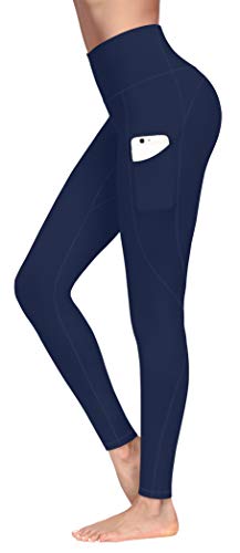 Lingswallow High Waist Yoga Pants - Yoga Pants with Pockets Tummy Control, 4 Ways Stretch Workout Running Yoga Leggings (Navy,XX-Large)