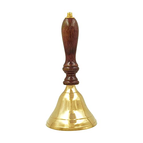 Shubhkart Wooden Brass Classic Bell- For Wedding Events Decoration, Food Line, Alarm, Jingles, Ringing, Service Bell (Medium) #TOP1
