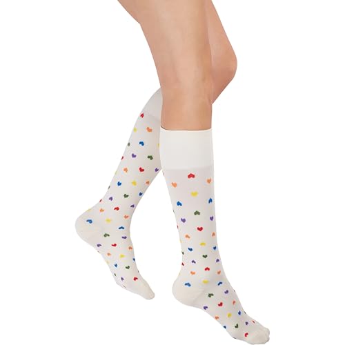 Image of Rejuva Women's Heart Pattern Knee High 15-20 mmHg Graduated Compression Socks