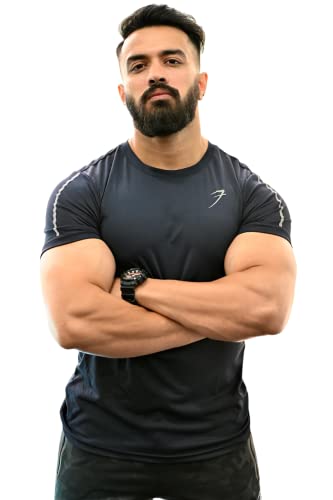 Image of Men's Solid Slim Fit Gym and Sports T-Shirt