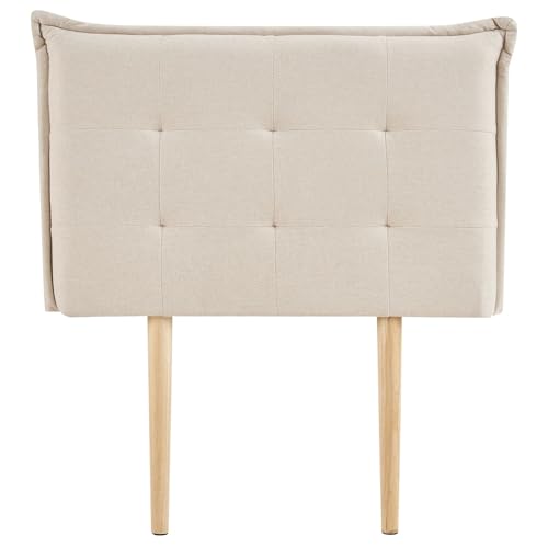 IDIMEX Tête de lit JALEYA 90 capitonnée, en Tissu rembourré, Pieds en Bois, Design élégant, pour Lits 90 cm, Écru