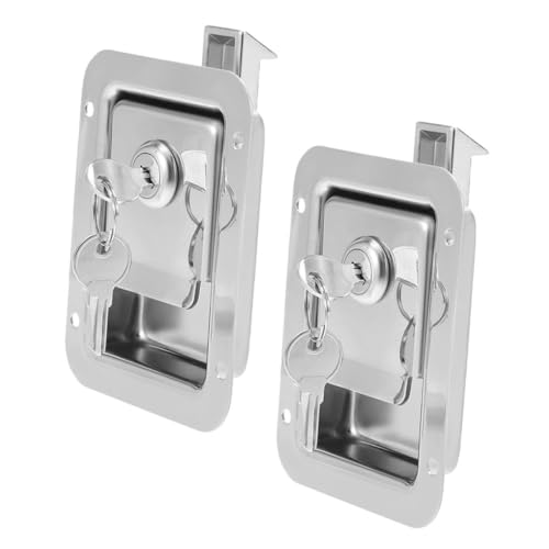 Hemobllo 2 Piezas Cerradura de Panel Empotrada de Acero Inoxidable Manija Paleta Resistente para Remolques y Cajas de Herramientas Cerradura RV Segura y Duradera Instalación Sencilla para