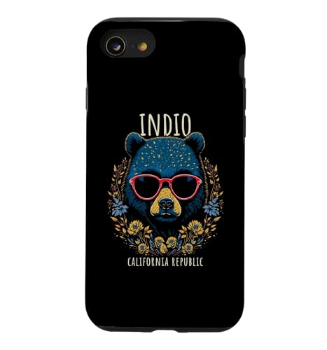 Indio CA Fun Bear ���K�l�����Ԃ����Ԃ̃f�U�C�� �X�}�z�P�[�X iPhone SE (2020) / 7 / 8 �p