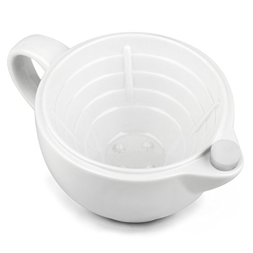 Qshave Shaving Scuttle Mug - Keep Lather Always Warm - White Large Deep Size Bowl Handmade Pottery Cup (White) #TOP1