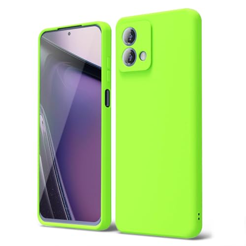oakxco for Motorola Moto G Stylus 5G 2023 Phone Case Liquid Silicone, Thin Slim Soft Rubber Gel TPU Plain Simple Cover for Women Girl Cute, Matte Solid Color, Lime Neon Green