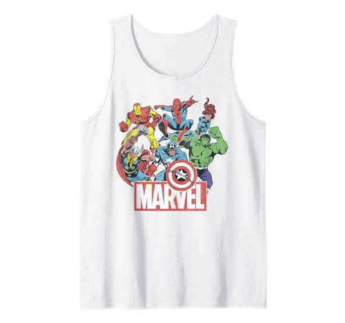 Marvel Avengers Team Retro Comic Vintage Tank Top Small