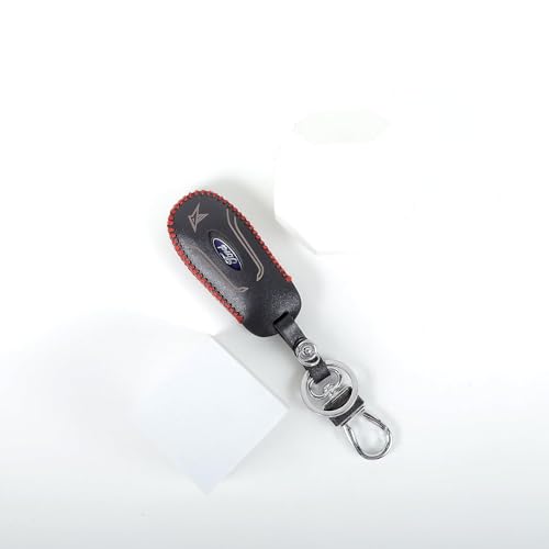 Image of Leather Car Smart Key Cover Case for New Ecosport, Endeavour, New Fiesta, Figo, Aspire (Black)