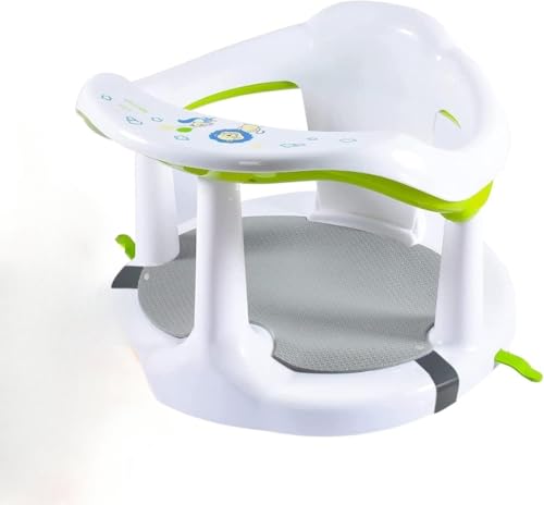Ambetyベビーバスチェア バス お風呂 赤ちゃん用 バスソファ お座り練習 赤ちゃん 背もたれサポート ベビー お風呂 沐浴 転倒防止 滑り止め 吸盤付き 清潔 携帯便利 お風呂椅子 シャワー バスルーム用 6-18ヶ月新生児用 (ホワイト)