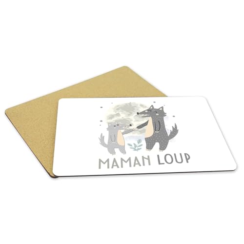 Sets de table en liège de qualité supérieure avec illustration loup - 5