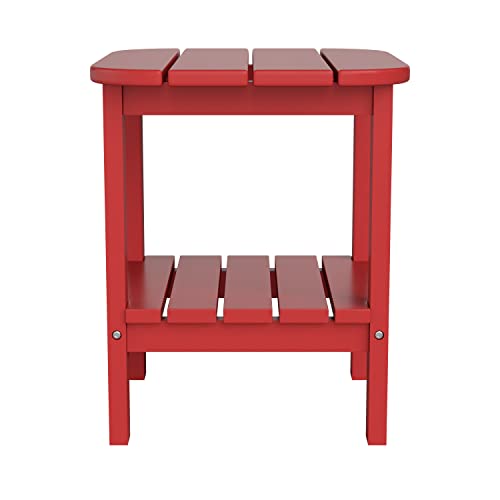 Emma + Oliver Tiverton Red Two Tier Polyresin Adirondack Side Table - All-Weather For Indoor/Outdoor Use #TOP7