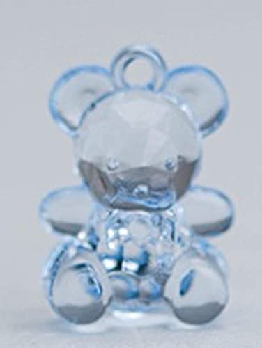 Lot de 50 ours en plastique - Dimensions : 1,5 x 2 cm - Pour bonbonnières (ck6112) - Bleu ciel