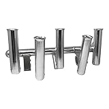 FISHMASTER MARINE TOWERS AND ACCESSORIES 5 Rod Holder -Fishing Poles- Adjustable T-Top Rocket Launcher - Polished - Universal Inserts