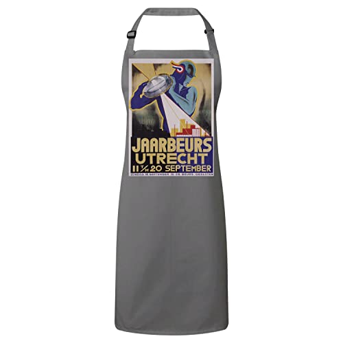 Tablier cuisine premium gris pour passionnés de cuisine et d'art deco vintage rétro Utrecht