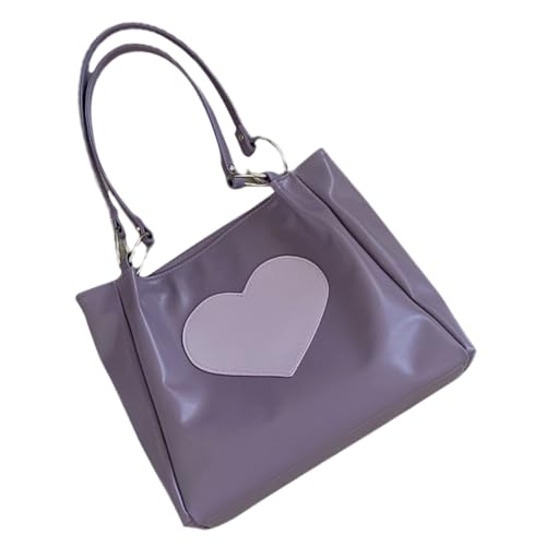 Sac fourre-tout violet grand format en cuir pour les cours et les sorties