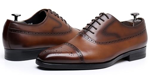 Mens Oxfords Dress Formal Shoes Genunie Leather Semi-Brogues Oxford Fashion Modern Business Casual Derby Prom Wedding Suit Shoes Tuxedo Shoes for Men2