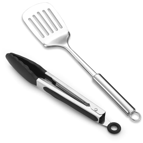 Spatel Kochzangen-Set, ReaNea Spatel und Küchenzange, Küchenutensilien-Set, Geschenke für Zuhause, Restaurant, Camping, Outdoor, BBQ., 9.49 €