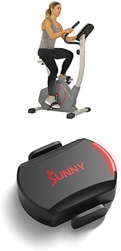 Bundle of Sunny Health & Fitness Stationary Upright Exercise Bike with Performance Monitor, Device Holder, w/Body Fat and BMI Calculator, Gray SF-B2952 + Sunny Health & Fitness Exercise Cycling