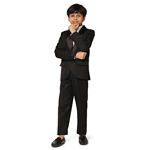 Image of TAHVO Boys Cotton Blend Solid Bandhgala Regular Fit Blazer