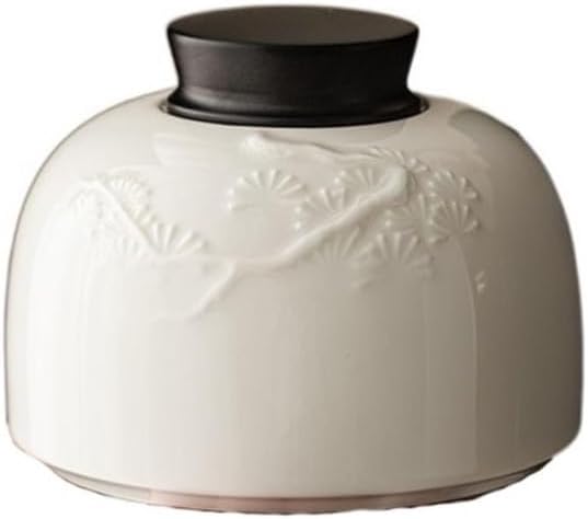 Tea Container Embossed Pine Tree Ceramic Tea Canister Sealed Storage Jar Household Chinese White Porcelain Empty Small