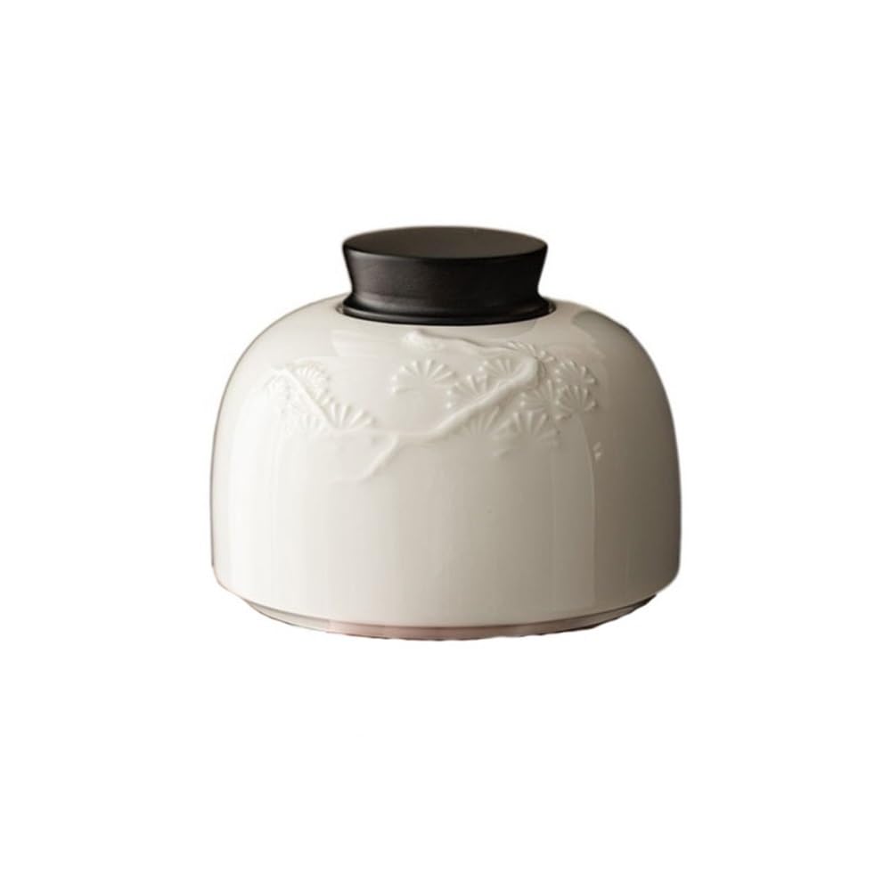 CHENGAIJIAN Tea Canister Embossed Pine Tree Ceramic Tea Canister Sealed Storage Jar Household Chinese White Porcelain Empty Small
