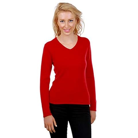 JL DE LA TOUR 100% Cashmere V-Neck Jumper - Red - Medium Cover