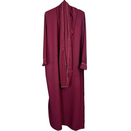 VR2 Denim Womens Luxury Gold Trim Abaya & Matching Hijab Set