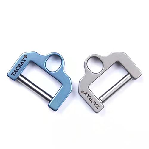 TACRAY Titanium Carabiner Keychain Clip, Utility Mini Sized Keyrings with Screw locking, Keychain Car Key Tool for EDC, 2pcs Per Pack, Blue and Grey