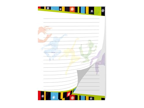 Briefpapier-Set mit 2 Schreibblöcken und 25 Umschlägen für Kinder Schulheft Heft Notizblock Heft (1 Block Disco und 1 Block Täncer A5 mit je 25 Blättern + 25 Briefumschläge)