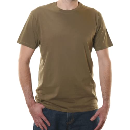 Organic Signatures Crewneck 100% Certified Organic Cotton, Soft Shirts for Men (Small, Olive)
