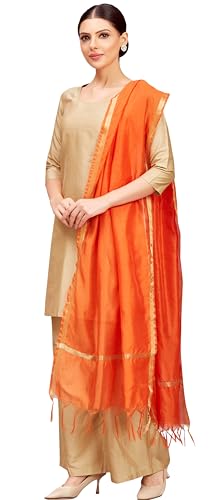 Studio Shringaar Women's Chanderi Silk Blend Handloom Dupatta (32" X 2.35 Meters)