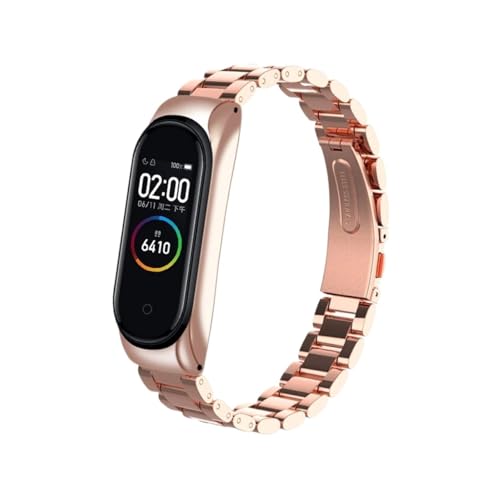 [LOKLNEYK] �ɓK������Xiaomi Mi 8 / 6 /5 /4/ 3 /7�ɓK�����郁�^���X�e�����X�X�`�[���o���h(Rose Pink,For Xiaomi Mi Band 3)