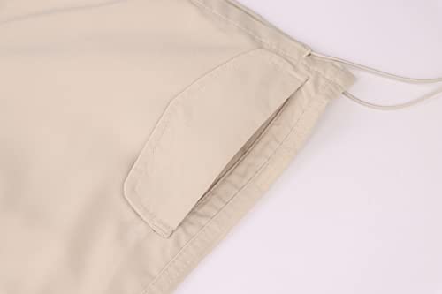 Missactiver Women Baggy Low Waist Drawstring Cargo Pants Oversize Casual Wide Leg Parachute Trousers Pocket Jogger Sweatpants Beige #TOP4
