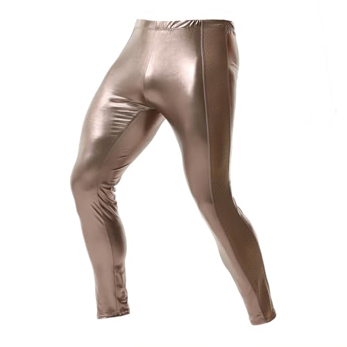YUFEIDA Leggings para Vida Activa de Hombre Pantalones Deportes Ropa Pantalón metálico Brillante Malla Larga Transpirable de Malla