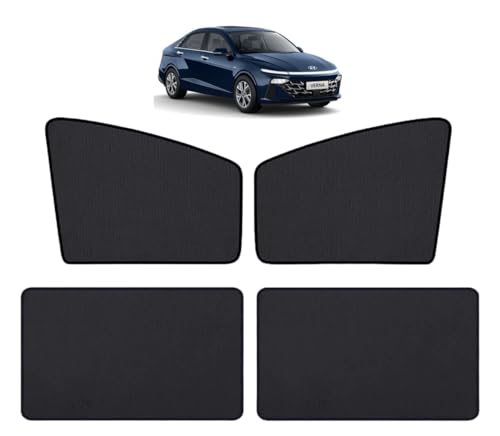 Image of Auto Hub Car Window Sunshade /Curtains Compatible with Hyundai Verna (Model : 2023-Till Date) - Pack of 4, Verna Sun Shade