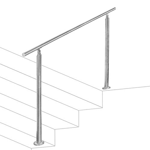 Vigevee Barandilla de acero inoxidable, pasamanos para escaleras, 80 cm, sin travesaños, con accesorios, para escaleras, parapeto, balcón